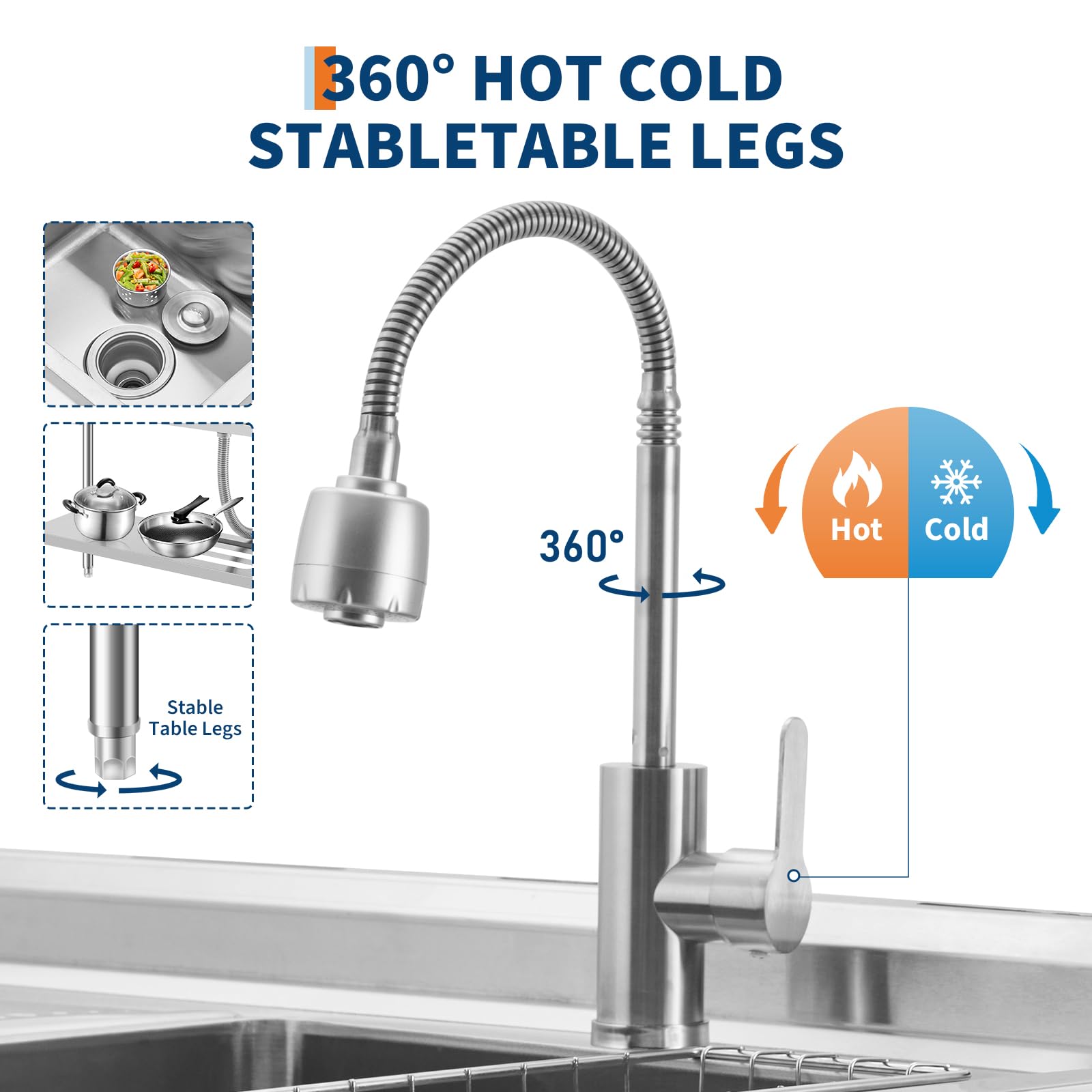 Altura ajustable del fregadero Garvee de acero inoxidable para cocina y lavandería