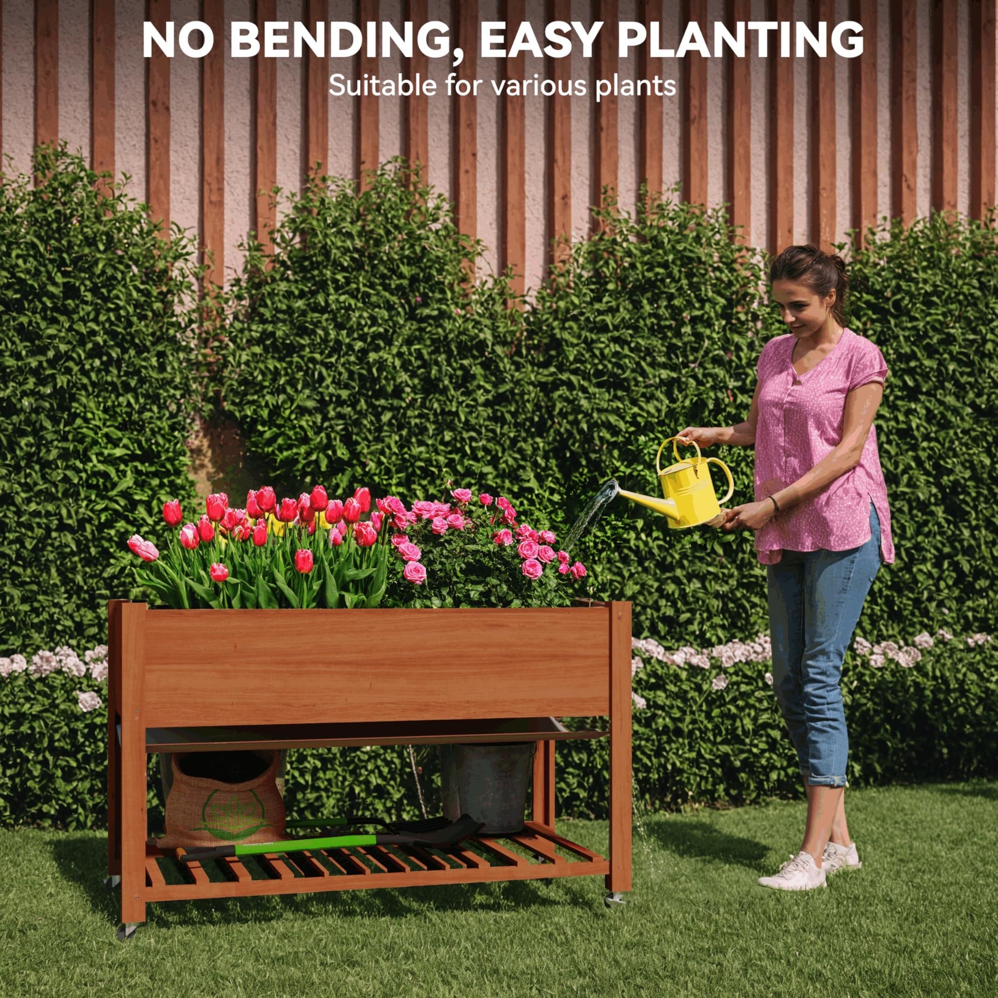 Madera de cedro natural resistente de la jardinera Garvee con revestimiento impermeable incluido